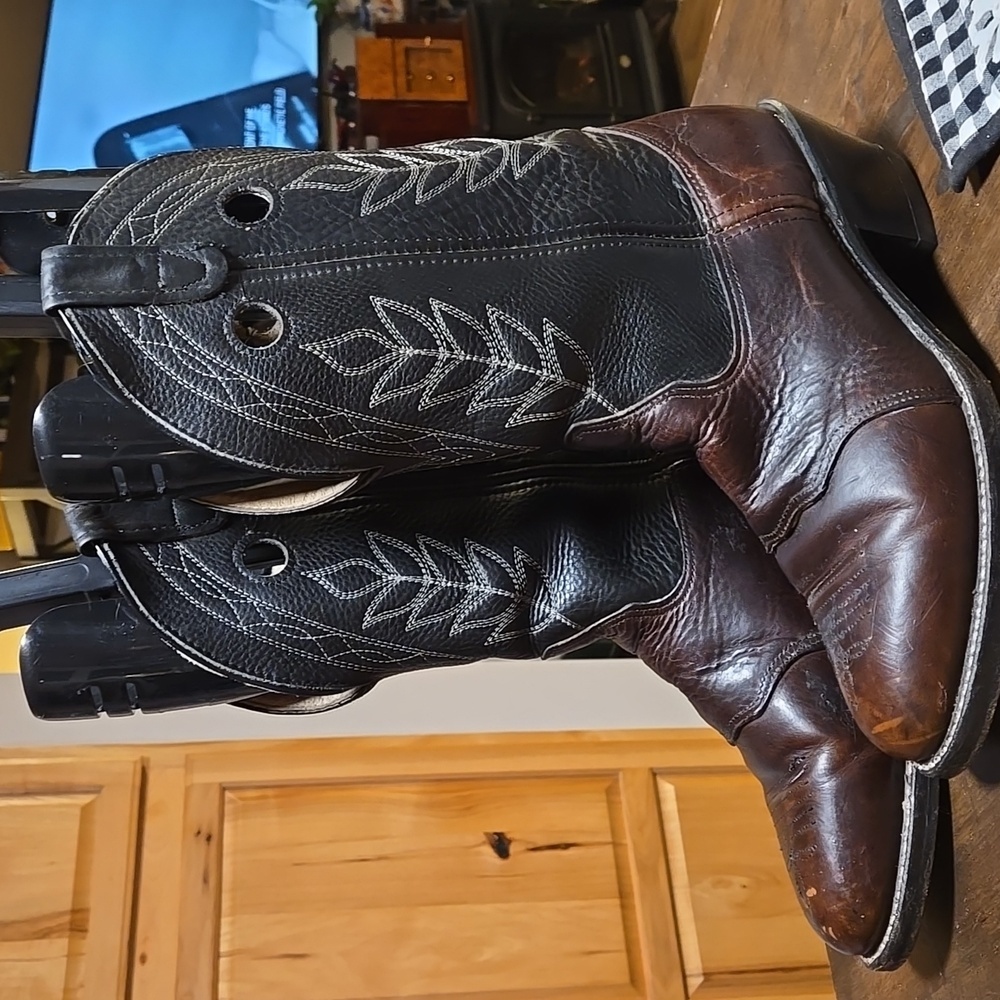 Double H Vintage 1999 Buckaroo Leather Cowboy Boots Mens Size 10.5EE - Picture 2 of 10